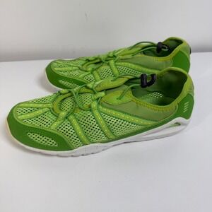 Lands End Water Shoes Womens 8.5 Lime Green Mesh Bungee Slip On Aqua Sneakers